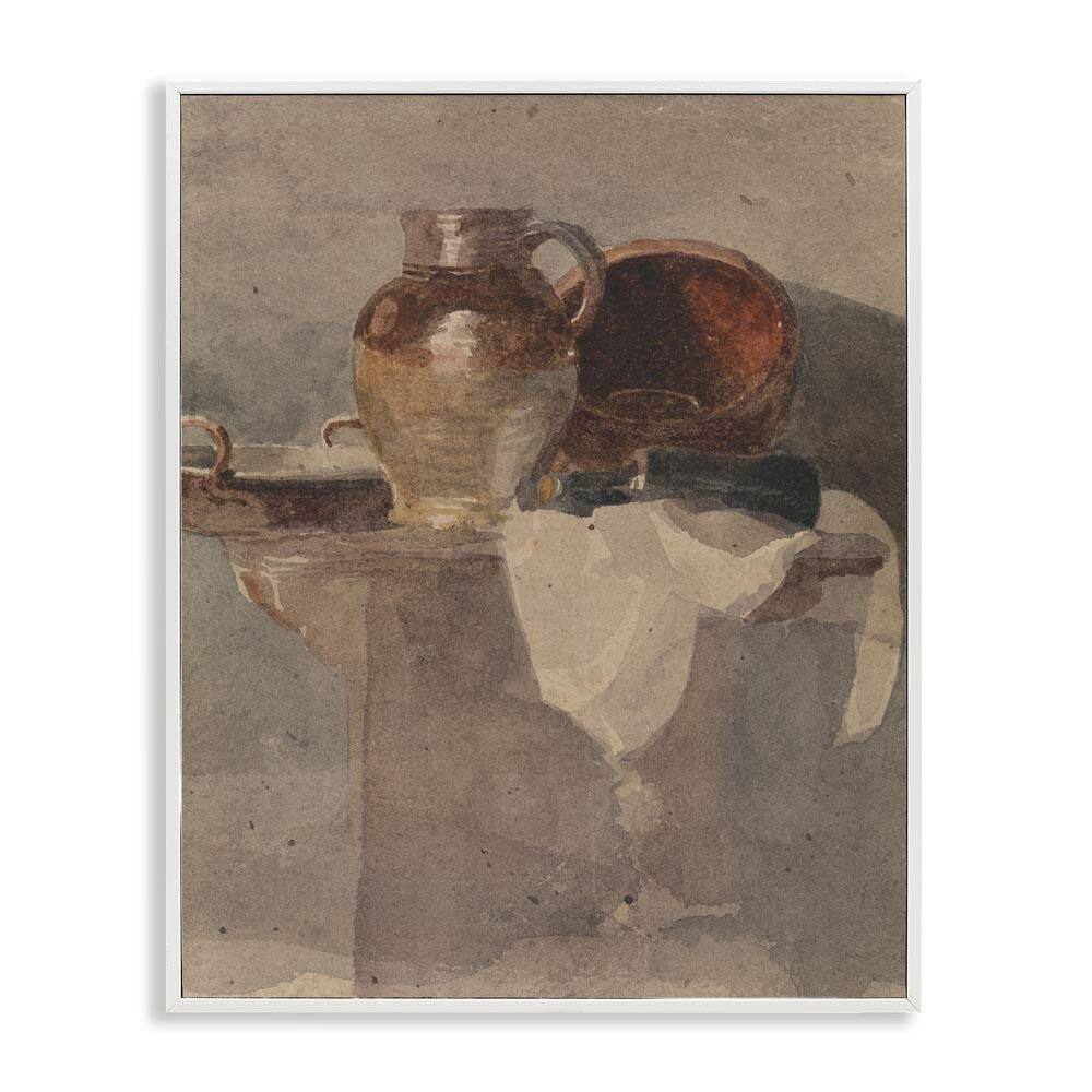 Grey Still Life Vase by Peter Dewint White Framed Typography Giclee Art Print 30 in. x 24 in. price history on PriceWatchPro