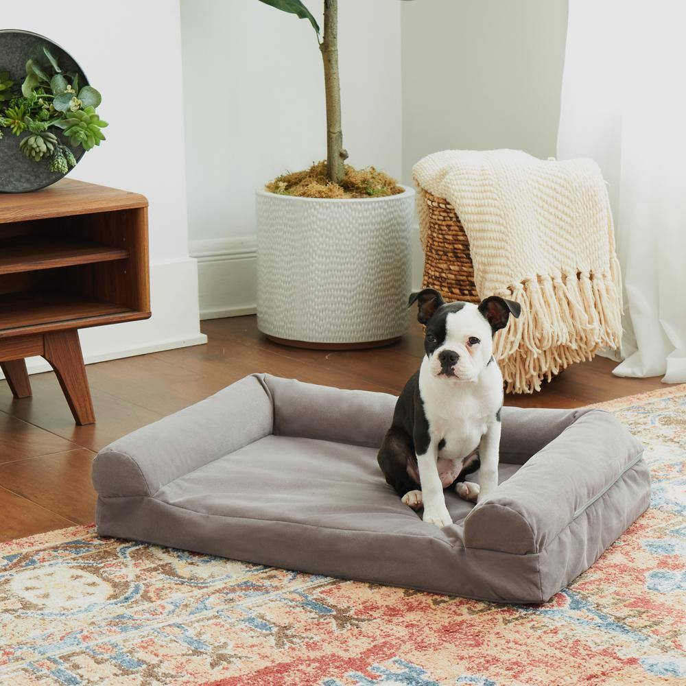 Luna Medium Gray Microfiber Sofa Dog Bed