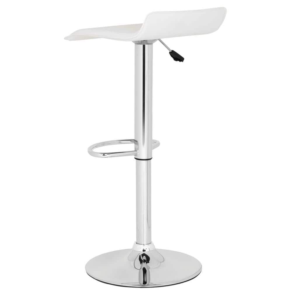 White Adjustable Swivel Backless Metal Bar Stool