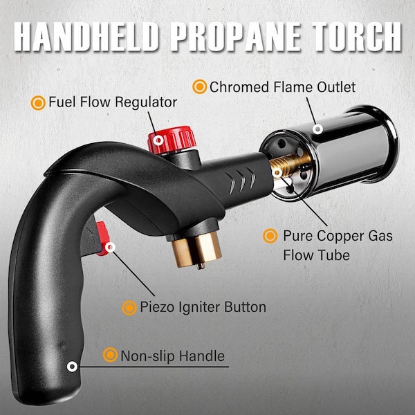 JFVKAF Handheld Metal Propane Torch Gun Adjustable Flame Kitchen