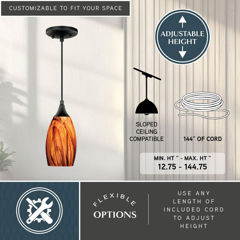 Contemporary Bronze Mini Globe LED Pendant with Hand-Blown Glass
