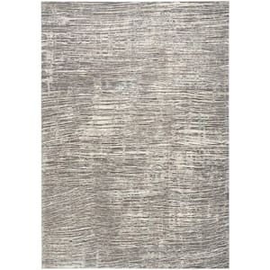 Eco-Friendly Ivory Grey 6 ft. x 9 ft. Abstract Contemporary Area Rug