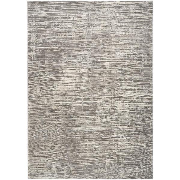 Nourison Eco-Friendly Ivory Grey 6 ft. x 9 ft. Abstract Contemporary Area Rug