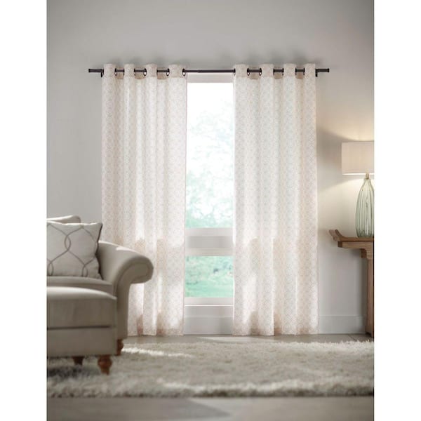 Home Decorators Collection Semi-Opaque White Grommet Curtain - 52 in. W x 84 in. L