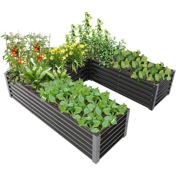 Grey 74in. x 74in. x 18in. U-Shaped Galvanized Raised Garden Beds