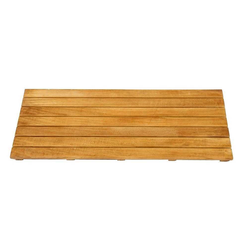 14 in. x 32 in. Bathroom Shower Mat in Natural Teak