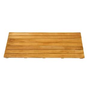 14 in. x 32 in. Bathroom Shower Mat in Natural Teak