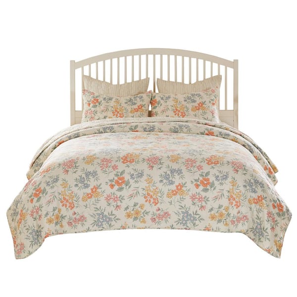 Greenland Home Fashions Chloe Floral Pastel 2-Piece Cotton Blend Twin/XL Quilt Set