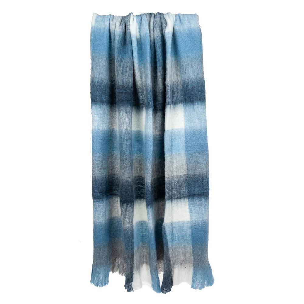 Cabino Lodge Blue and Gray Wool Blend Throw Blanket
