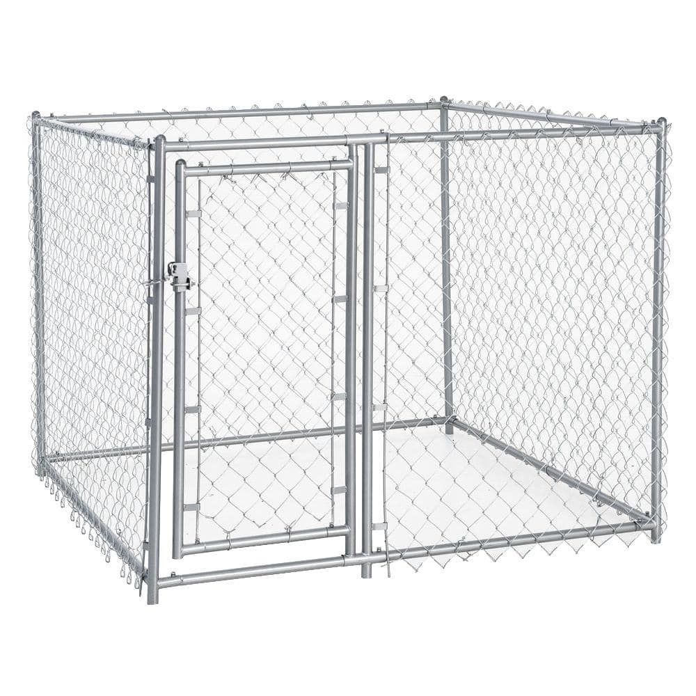 Lucky Dog 4 Ft H X 5 Ft W X 5 Ft L Galvanized Chain Link With Pc Frame Kit In A Box Cl The Home Depot