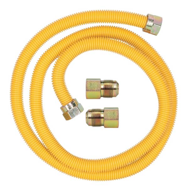 Cambridge 5/8 in. OD x 1/2 in. FIP x 1/2 in. FIP x 60 in. Stainless Steel Yellow Coated Gas Connector (93,200 BTU)