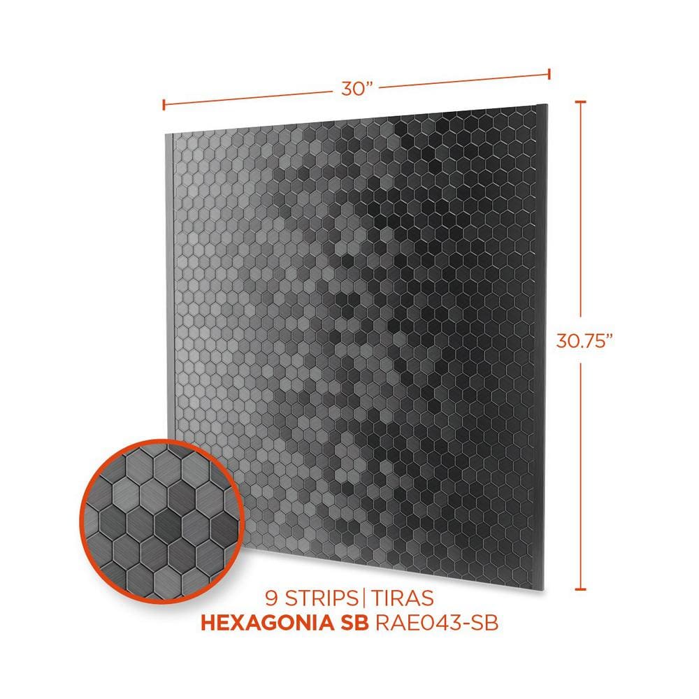 30'' Black Metal Peel and Stick Hexagon Backsplash Panel