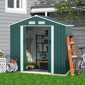 7 ft. W x 4.2 ft. D Outdoor Metal Storage Shed Tool Organizer for Backyard Garden with Sliding Door(29.4 sq. ft.)