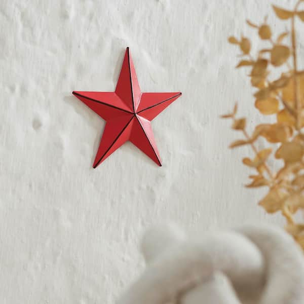 1-Piece 4 in. x 4 in. Barn Red Distressed Metal Star Wall Decor