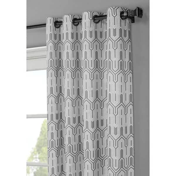 Grey Creative Home Ideas YMC002719 Window Elements Juneau Printed Cotton Extra Wide 104 x 96 in Grommet Curtain Panel Pair 