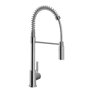 Lux Single Handle Pull Down Sprayer Kitchen Faucet with Gooseneck in Polished Chrome