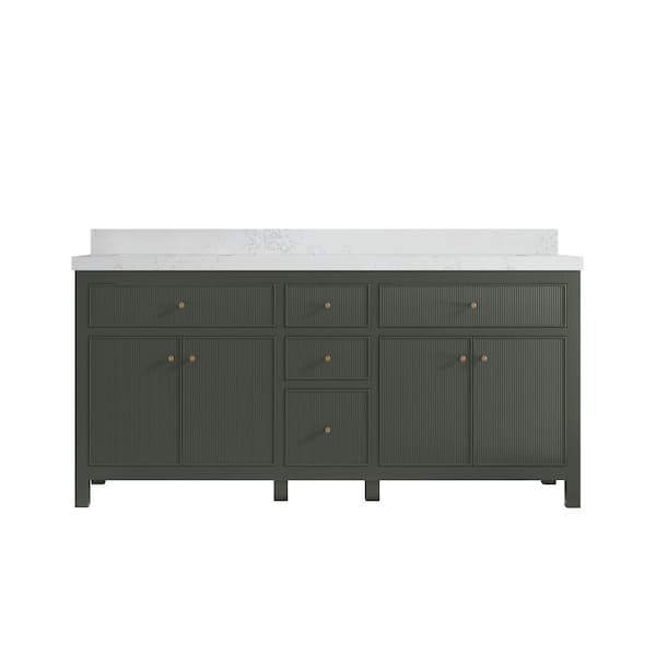Willow Collections Sonoma 72 in. W x 22 in. D x 36 in. H Double Sink Bath Vanity in Pewter Green with 2" Empira Quartz Top