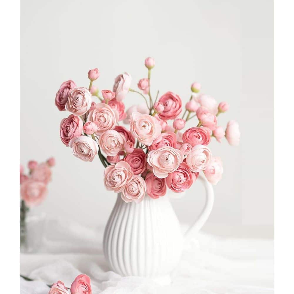 11 in. Pink Indoor/Outdoor Artificial Rose Flower