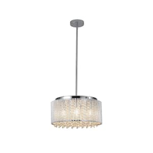 7-Light Transparent Pendant Light Chandelier Round Crystal Shade with No Bulbs Included for Living Room, Dining Room