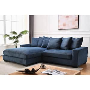 Payan 102 in. Square Arm 2-Piece Polyester L-Shaped Sectional Sofa in Blue with Chaise