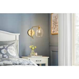 Iler 6.125 in. 1-Light Aged Brass Wall Sconce with Clear Glass Shade