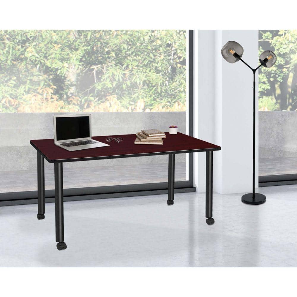 UPC 192357220207 product image for Kee 66 in x 24 in. Mahogany Brown Top Mobile Desk, Black Legs | upcitemdb.com
