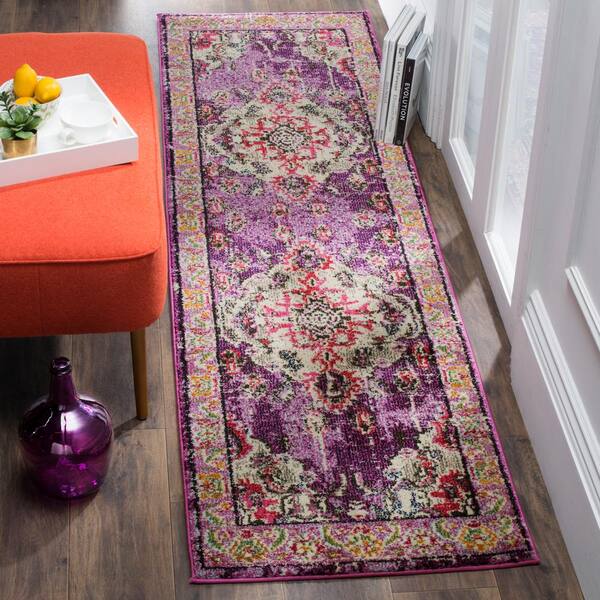 Monaco 2 ft. x 6 ft. Violet/Fuchsia Border Runner Rug