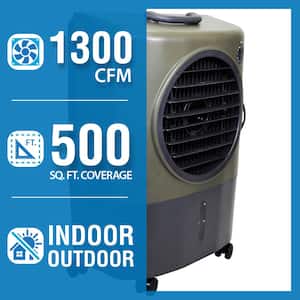 1,300 CFM 2-Speed Portable Evaporative Cooler (Swamp Cooler) for 500 sq. ft. in Green