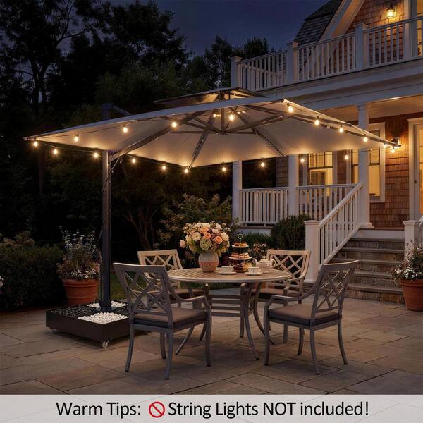 best cantilever outdoor patio umbrella 11x9 ft Aluminum Dual Top LED coated for added durability and comes with ribs ZLACUIU 10x13FT Cantilever Outdoor Patio