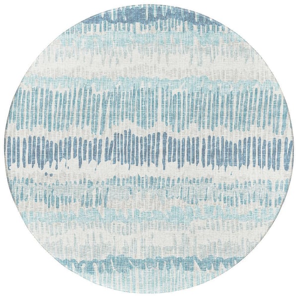 Rylee Blue 8 ft. x 8 ft. Geometric Indoor/Outdoor Area Rug