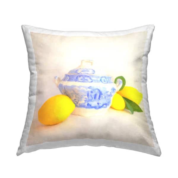 Stupell Industries Kitchen Lemon Still Life Yellow Print Polyester 18 in. x 18 in. Throw Pillow