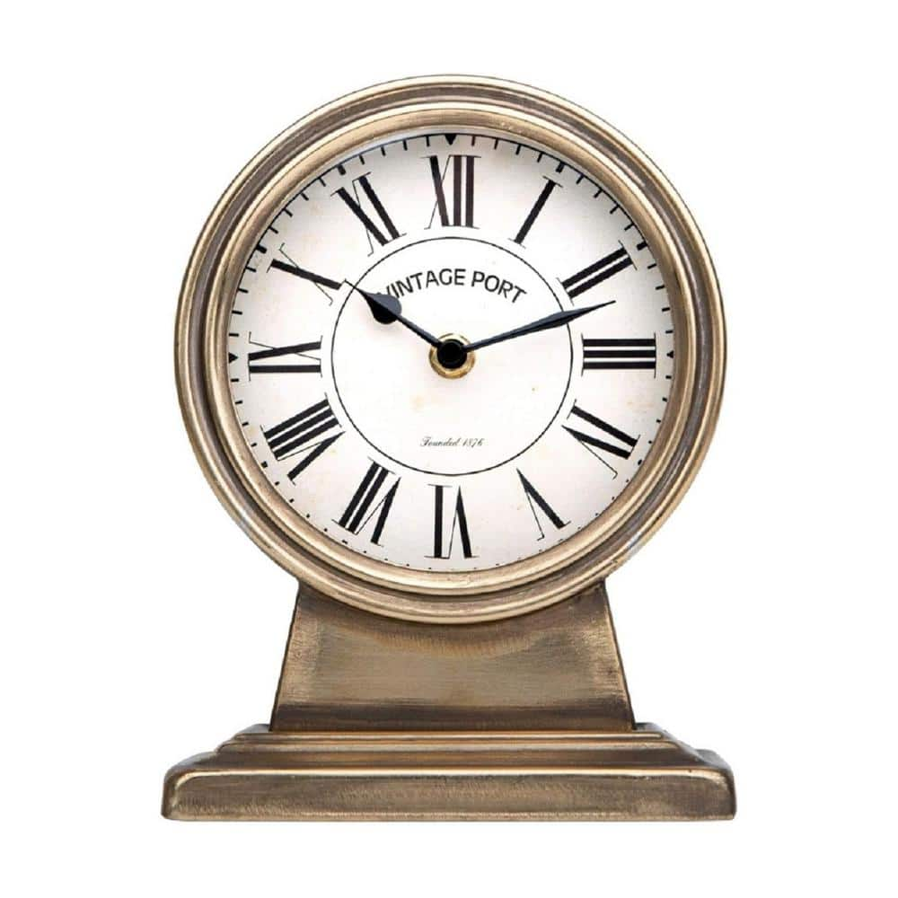 Aoibox Vintage Gold Mantle Clock, Silent Non-Ticking Battery Operated ...