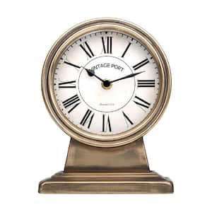 Vintage Gold Mantle Clock, Silent Non-Ticking Battery Operated Rustic Table Desk Shelf Clock for Living Room Decor