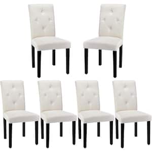 Upholstered Dining Chairs Set, Modern Fabric and Solid Wood Legs and High Back for Kitchen/Living Room, Beige Set of 6