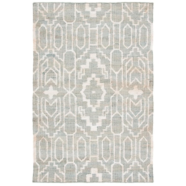 SAFAVIEH Natural Fiber Light Blue/Ivory 5 ft. x 8 ft. Modern Geometric Area Rug