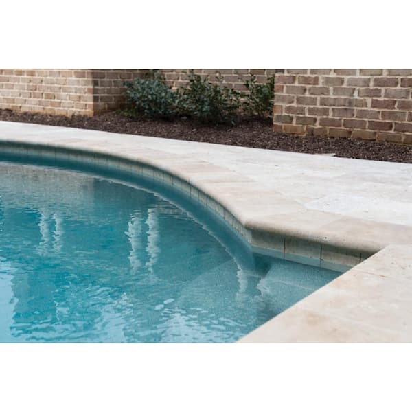 Tuscany Beige 5 cm x 12 in. x 24 in. Brushed Travertine Pool Coping (15-Pieces/30 sq. ft./Pallet)