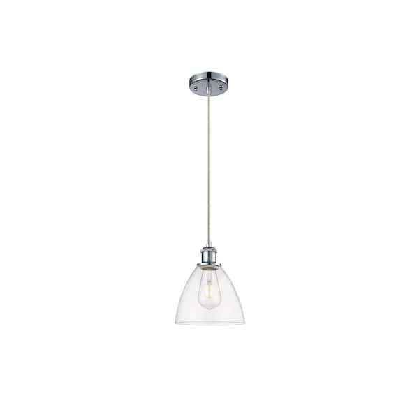 Innovations Bristol Glass 60-Watt 1 Light Polished Chrome Shaded Mini Pendant Light with Clear glass Clear Glass Shade