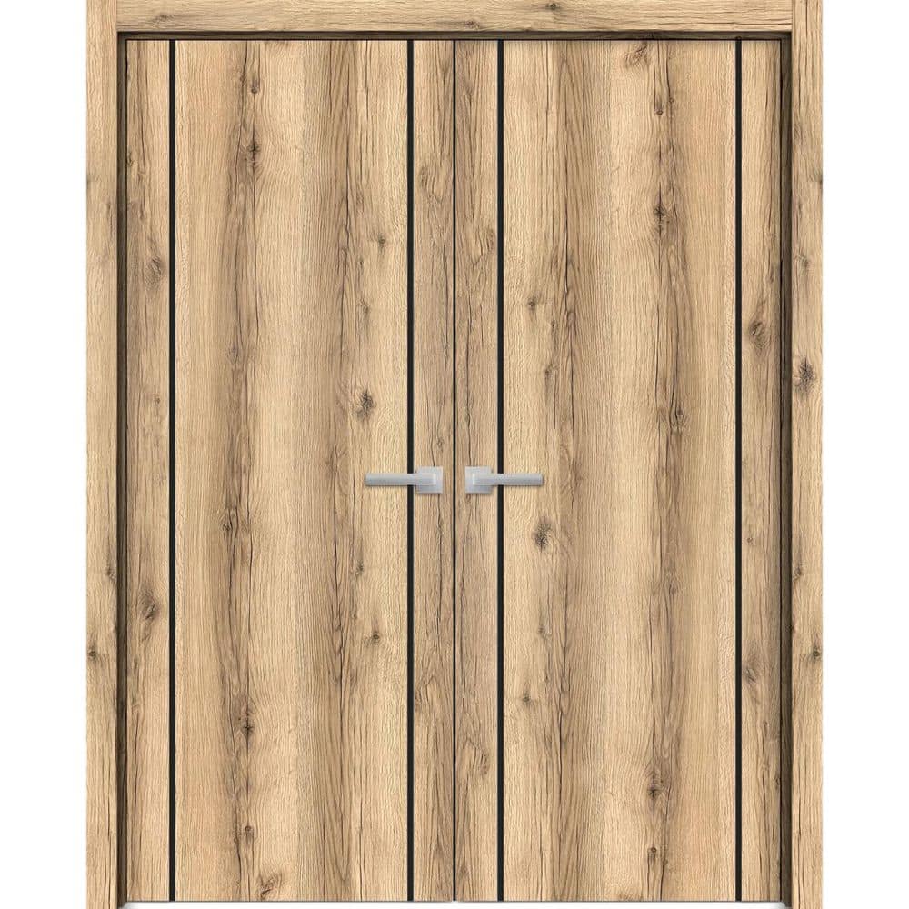 36 in. x 80 in. 2 Panel Oak Finished Solid Wood with Honeycomb Sliding Door with Hardware price history on PriceWatchPro
