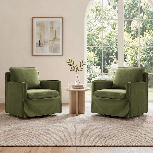 Spruce & Spring Daro Green Fabric 360°Swivel Accent Chair with