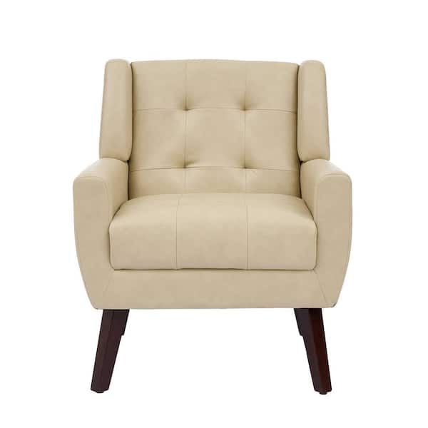 Uixe Cream PU Leather Upholstered Armchair (Set of 1)