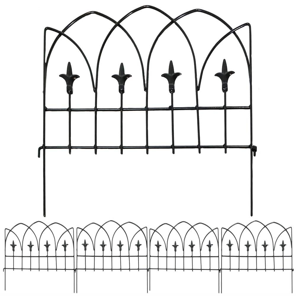 Sunnydaze Bayonne 19.5 in. Steel Decorative Finial Border Garden Fence - Set of 5