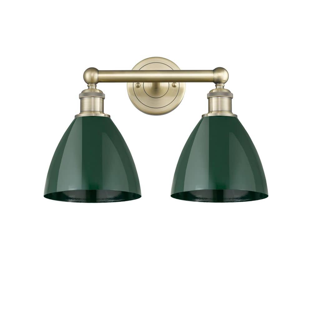 Plymouth Dome 16.5 in. 2-Light Antique Brass Vanity Light with Metal Shade price history on PriceWatchPro