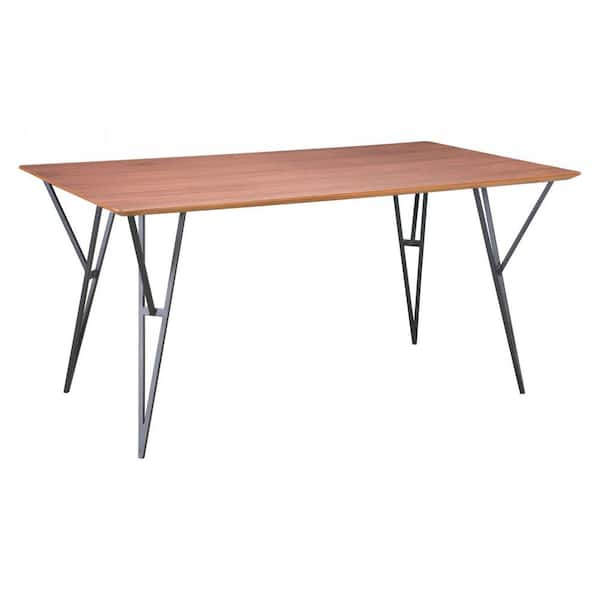 HomeRoots Julia 29.9 in Black Walnut & Black, Walnut Veneer, Painted Steel, Dining Table