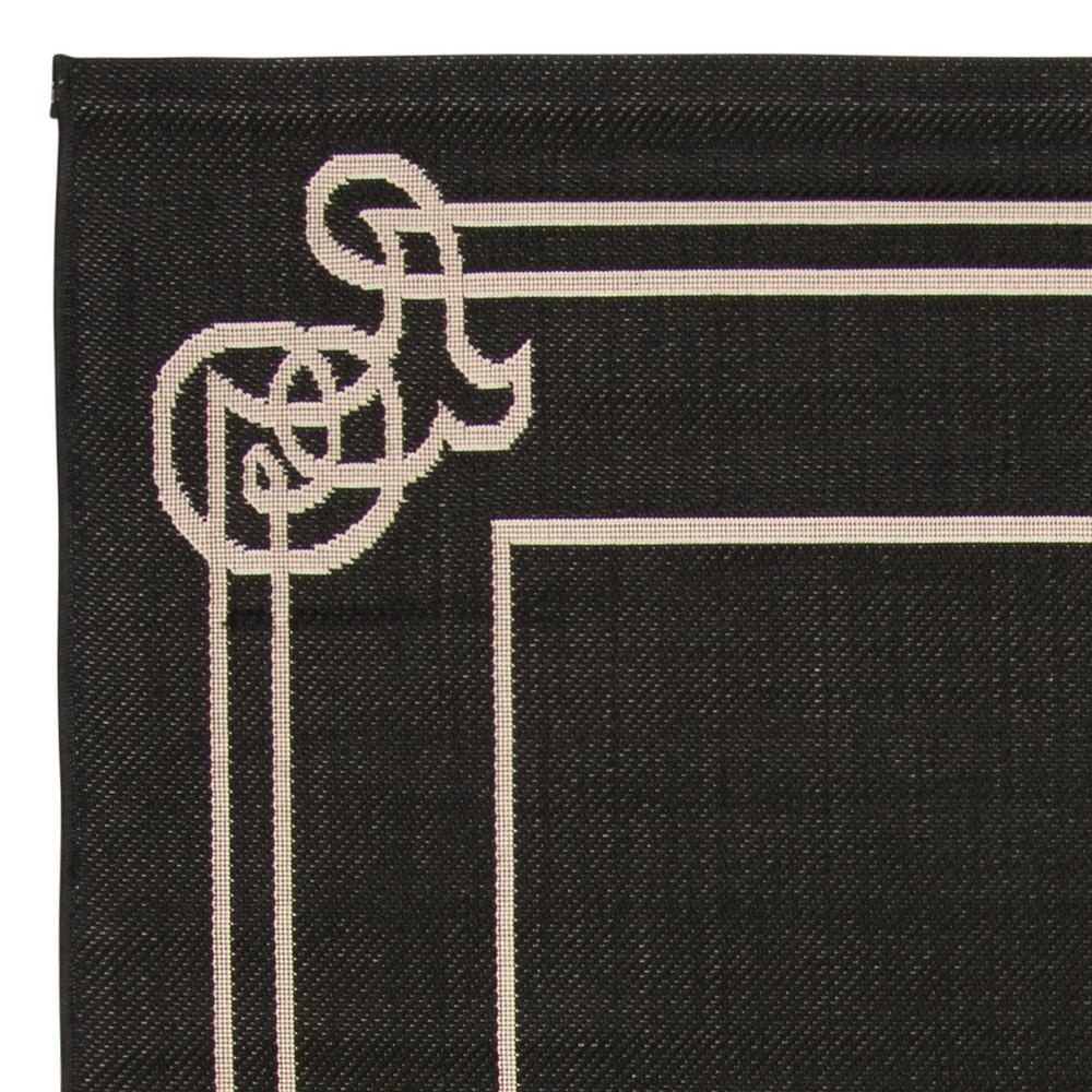 Black and Cream Rectangular Synthetic Indoor/Outdoor Rug