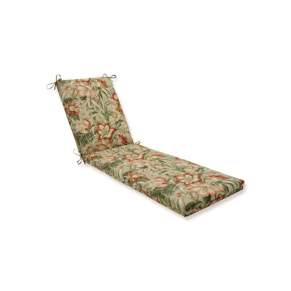 Pillow Perfect Floral 23 x 30 Outdoor Chaise Lounge Cushion in Tan Botanical Glow