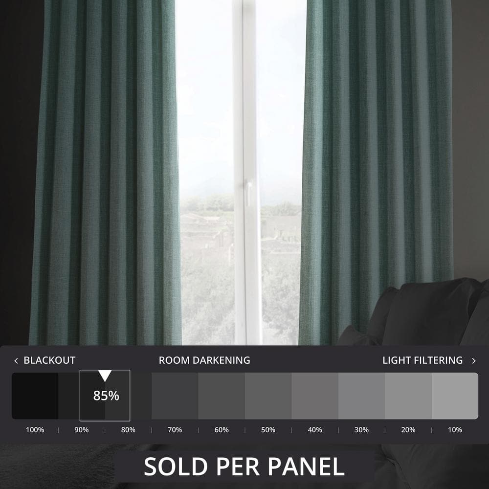 Sea Thistle Gray Faux Linen Blackout Curtains 50" x 108"