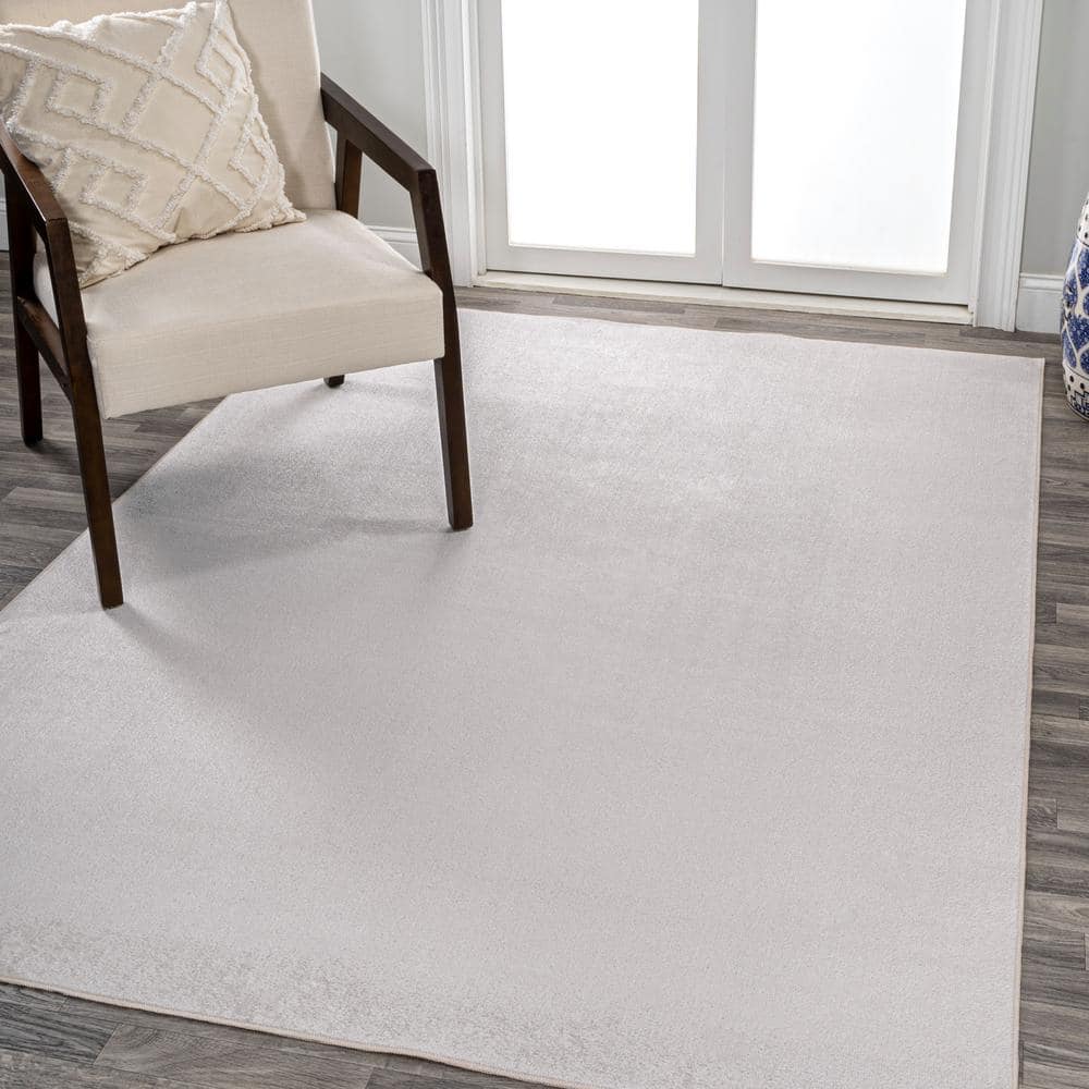 Light Gray 8' x 10' Solid Synthetic Washable Area Rug