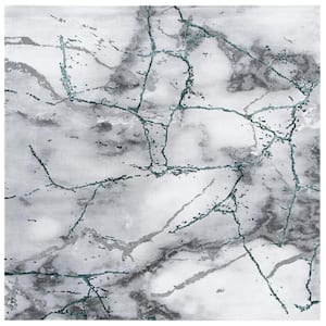 Craft Gray/Green 5 ft. x 5 ft. Square Distressed Abstract Area Rug