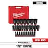 Milwaukee SHOCKWAVE Steckschlüssel-Set 29-teilig – 1/2 Zoll Antrieb, Metrisch, Tief, 6-kant