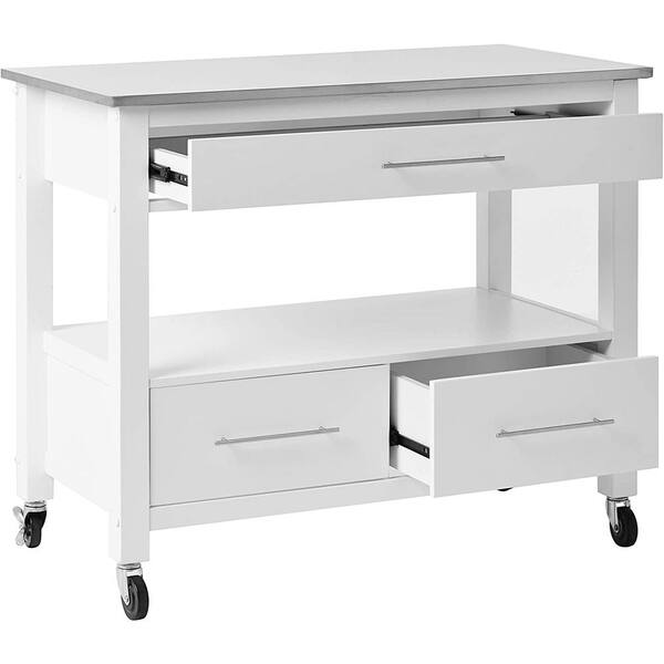 Aoibox Wooden Kitchen Cart Kitchen Island w/Flatware Organizer, 8 Drwers  and Wheels, White (53.15 in, x 18.5 in. x 37 in.) DJMX1297 - The Home Depot